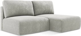 Otwarty Prawy narożnik z funkcją spania - z tkaniny szenilowej - jasny szary - KONA