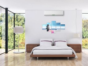 Obraz piasku, lilii i kamieni spa (125x70 cm)