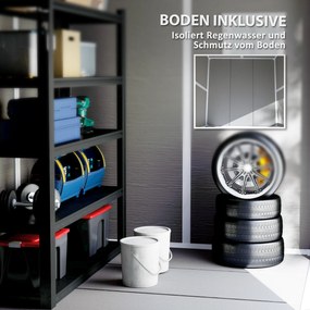 Outsunny Szopa ogrodowa, Schowek na narzędzia z podłogą, zamknięte drzwi, otwory wentylacyjne, okno, wygląd drewna, Tworzywo sztuczne, Szary