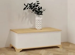Drewniana skrzynia do przechowywania SKM-1, biały kryty/sosna