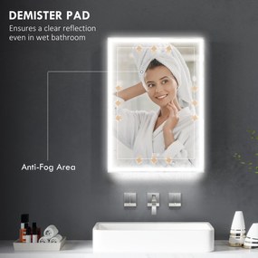 HOMCOM Szafka łazienkowa z lustrem LED, 50 x 70 cm, ściemnialna, przeciwmgielna, Czarna