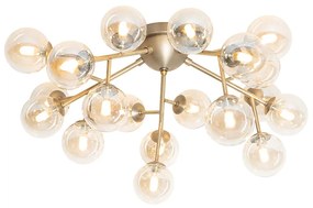 Plafon / Lampy sufitowe art deco brązowy z bursztynowym szkłem 20-świateł - Bianca ArtDeco Oswietlenie wewnetrzne