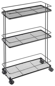 Stalowy regał na kółkach w kolorze matowej czerni 38x62x16 cm Lava – Metaltex