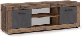 Szafka RTV Meshmatics 140 cm półki zamykane szafki salon sypialnia gabinet - ciemny dąb / grafit
