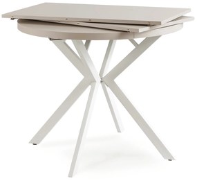 Stół Okrągły Rozkładany DORIAN 80-160 cm Kaszmir/Biały Nowoczesny