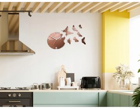 Zegar ścienny nowoczesny do salonu lub sypialni akrylowy brązowy z motylami