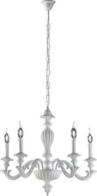 Leonardo Shabby Biały Drewniany Żyrandol 5 Świateł 117 Ø53 BL180-5-BCO