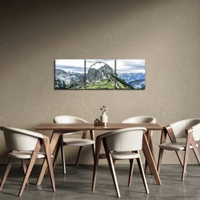Obraz - Szczyty górskie (z zegarem) (90x30 cm)