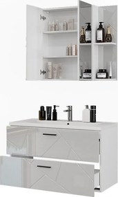 Zestaw mebli łazienkowych biały/biały wysoki połysk 100x44.6x57 irma