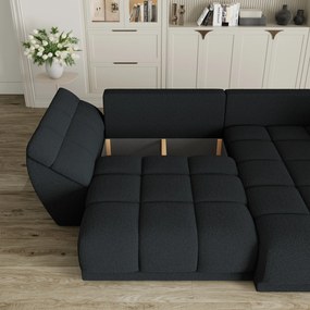 Masseno Narożnik ORENTI z funkcją spania i pojemnikiem na pościel Narozniki L, Rozkładana sofa - Czarny, QUELLE 100