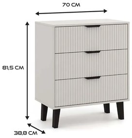 Komoda kaszmirowa z 3 szufladami ryflowana - Henex 4X