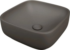 Umywalka ceramiczna nablatowa kwadratowa brązowa bez otworu na baterię 40x40 cm UNO 2 Mokka Matt