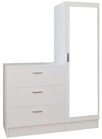 Komoda z 3 szufladami z szafką i lustrem - Biały - VITORIO