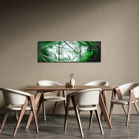 Zielony abstrakcyjny obraz (z zegarem) (90x30 cm)