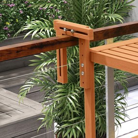 Outsunny Stolik Balkonowy Składany Dąb 68x65x55cm | Aosom PL