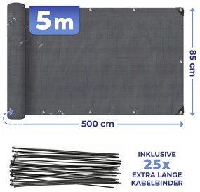 Czarna plastikowa osłona balkonowa 500x85 cm – Maximex