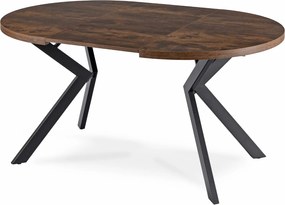 Zestaw Stół Okrągły Rozkładany LUKAS 100-250 cm Dąb Rustykalny/Czarny i 4 Krzesła Tapicerowane RICK Brązowe Welurowe Nowoczesne