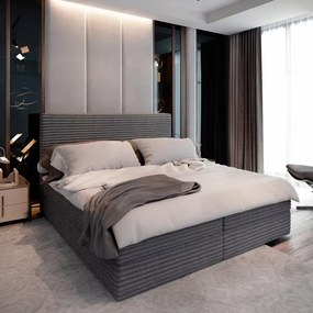 PROMOCJA Łóżko tapicerowane boxspring ISPIRA 140x200 cm szare II jakość Materac: Materac sprężynowy Bonell