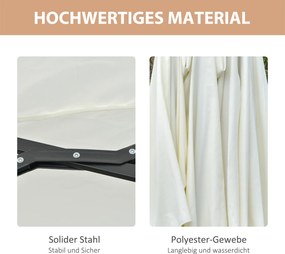 Outsunny Parasol ogrodowy dwustronny z oświetleniem LED solarnym 45m na taras owalny czarny kremowy | Aosom PL