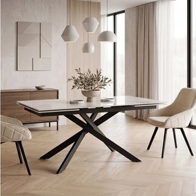 Rozkładany stół ceramiczny efekt Calacatta Oro, 160–240 cm – BEVERLY HILLS