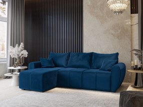 Masseno Narożnik MADISON z funkcją spania i pojemnikiem na pościel Narozniki L, Rozkładana sofa - Niebieski, KRONOS 09