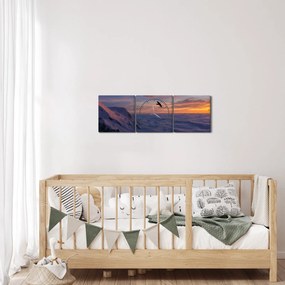 Obraz o zachodzie słońca, Mt. Blanc (z zegarem) (90x30 cm)