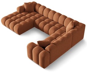 Narożnik z tkaniny szenilowej (prawostronny/w kształcie litery U) w kolorze terakoty Treno – Cosmopolitan Design