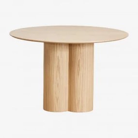 Okrągły Stół Jadalniany Ø120 Cm Z Forniru I Mdf Athena Fornir Jesionowy - Sklum
