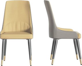 Zestaw 2 nowoczesnych krzeseł do jadalni skandynawski fotel wygodne krzesło kuchenne ze skóry 45.5x45x82cm - Kremowe białe