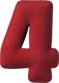 Poduszka Cyferka 4 kolor czerwony tkanina połyskliwa, welwetowa