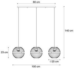 Nowoczesna lampa wisząca czarna 3-punktowa - Sphaera Nowoczesny Oswietlenie wewnetrzne