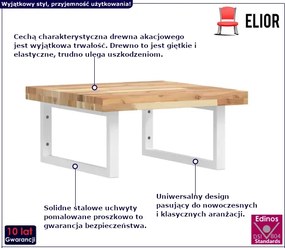 Półka nieobrobione drewno biały uchwyt - Siro