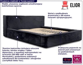 Czarne pluszowe niskie łóżko nowoczesne Heliosso - 3 rozmiary