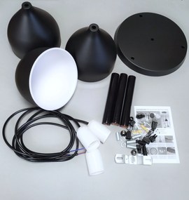 Lampa sufitowa metalowa z kloszem wiszącym AT19-3SZ-Czarna