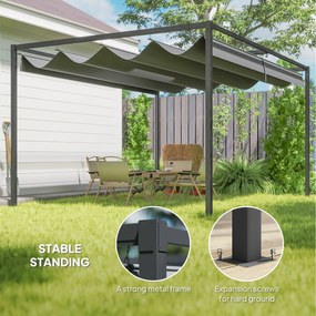 Outsunny Pergola, Solidna Ochrona przed Słońcem dla Ogrodu, Balkonu, Tarasu, z Metalu i Plastiku, Odporna na UV i wodę, Ciemnoszara