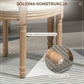 HOMCOM Zestaw 2 Krzeseł do Jadalni - Szare Krzesła Aksamitne z Pikowaniem i Drewnianymi Nogami. Klasyczny Design i Komfort | Aosom PL