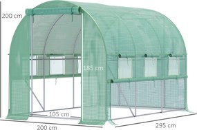 Outsunny szklarnia foliowa z 6 okienkami, kolor zielony, 3 x 3 x 2 cm