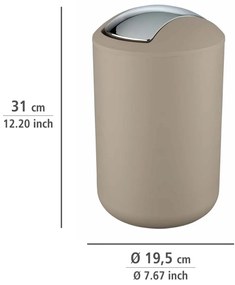 Wenko Kosz na śmieci z uchylną pokrywą Brasil 6,5 l, taupe