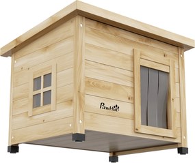 PawHut Domek dla kota, koci domek, kocia jaskinia, odporny na warunki pogodowe, dla kota do 6 kg, 57 x 45 x 43 cm, naturalny