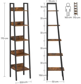 Regał TAYLOR 5 półek 170x33,8 cm, rustykalny brązowy