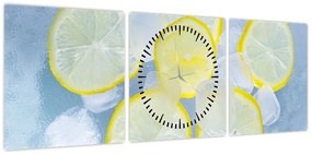 Obraz cytryn w lodzie (z zegarem) (90x30 cm)