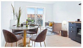 Okrągły stół z blatem w dekorze marmuru ø 110 cm Bolzano – House Nordic