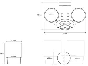 SAPHO XR900 X-Round Uchwyt szczoteczki ze szklankami, srebrny