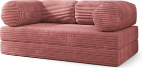 Masseno Sofa piankowa ALVIO z funkcją spania, Kanapa z pianki do salonu, Bezmontażowa, Tkanina sztruksowa – Pudrowy róż TILIA 62