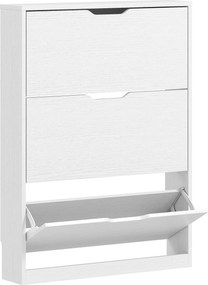 HOMCOM Szafka na buty z 3 składanymi szufladami, na do 12 par butów, Płyta wiórowa, 80 x 17 x 108 cm, Biały