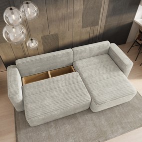 Masseno Narożnik TELIN z funkcją spania i pojemnikiem na pościel Narozniki L, Rozkładana sofa - Jasnoszary, TILIA 83