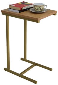 Minimalistyczny stolik pomocniczy złoty + dąb lancelot - Liros 3X