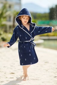 Dziecięcy szlafrok MARINE BOY z kapturem w ozdobnym opakowaniu 2 lata (wys.92 cm) Ciemnoniebieski