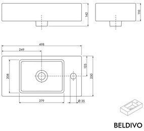 BELDIVO szafka podumywalkowa 50 cm z białą umywalką - drzwi prawe - różne kolory