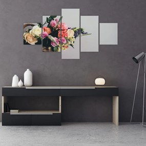 Obraz kosza z kwiatami (125x70 cm)